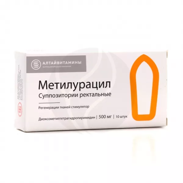 Изображение товара Метилурацил суппозитории ректальные 500 мг No10 - лечение и восстановление тканей