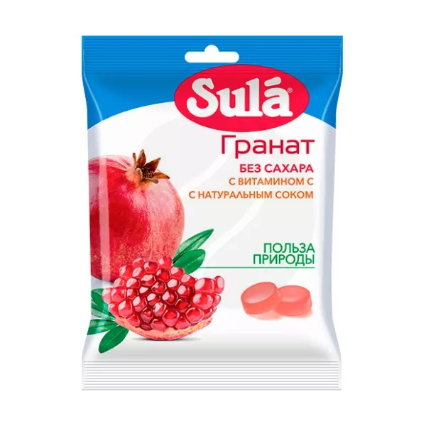 Изображение товара Sula леденцы без сахара Гранат 60г - натуральное лакомство без сахара