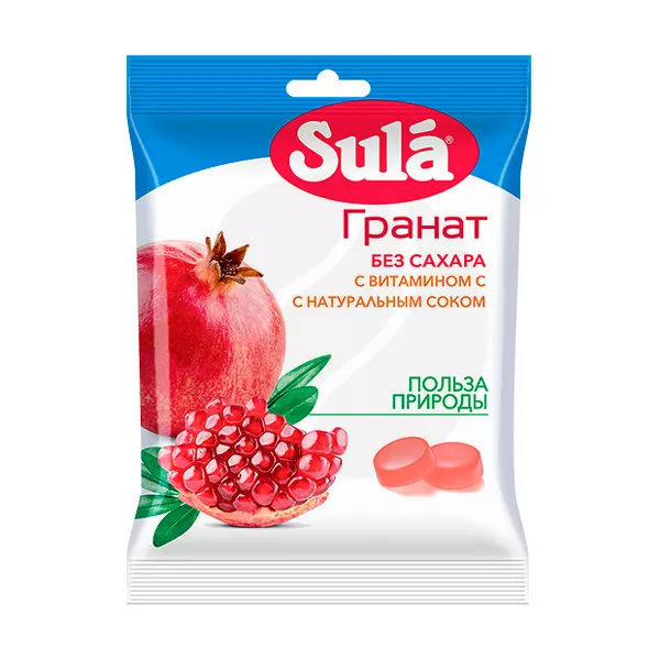 Изображение товара Sula леденцы без сахара Гранат 60г - натуральное лакомство без сахара