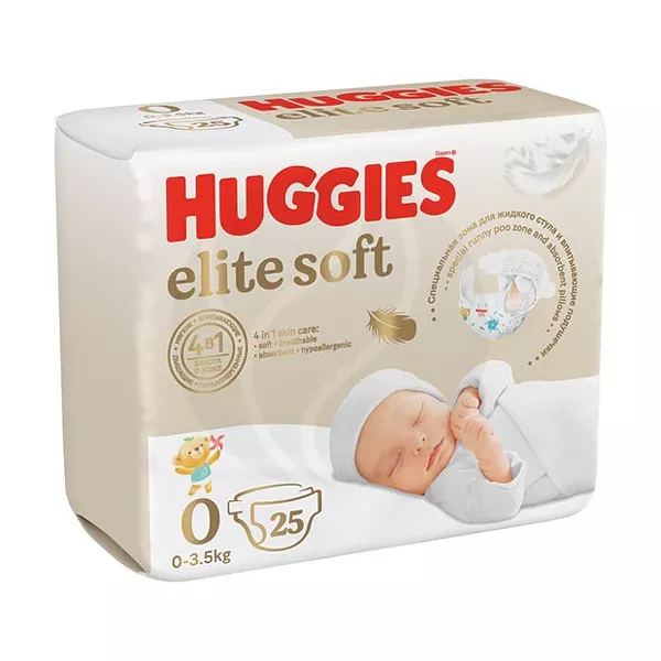 Изображение товара Huggies Elite Soft 0 подгузники (0-3,5кг), 25шт Изображение товара Huggies Elite Soft 0 подгузники (0-3,5кг), 25шт