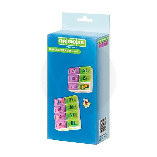 Изображение товара Пилюля таблетница на 7 дней Трансформер двойной Изображение товара Пилюля таблетница на 7 дней Трансформер двойной