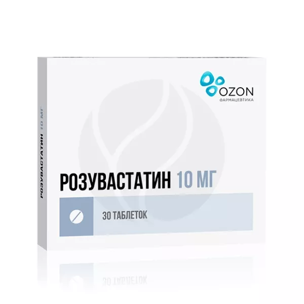 Изображение товара Розувастатин Озон таблетки п/о 10мг, №30 Изображение товара Розувастатин Озон таблетки п/о 10мг, №30