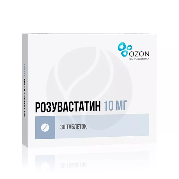 Изображение товара Розувастатин Озон 10 мг таблетки 30 шт для снижения холестерина и профилактики сердечно-сосудистых