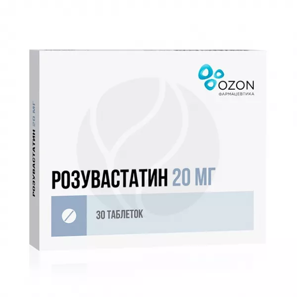 Изображение товара Розувастатин Озон таблетки п/о 20мг, №30 для снижения холестерина