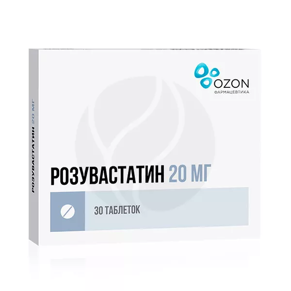 Изображение товара Лекарство Розувастатин Озон 20мг No30 - для снижения холестерина Изображение товара Лекарство Розувастатин Озон 20мг No30 - для снижения холестерина