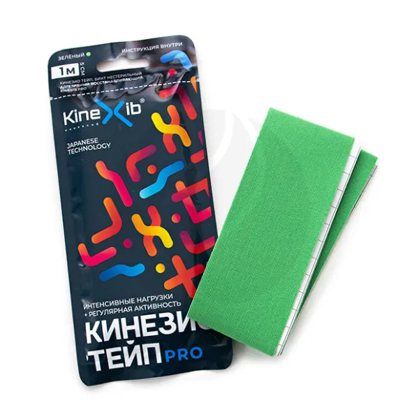 Kinexib Pro бинт нестерильный адгезивный восстанавливающий зеленый (1м*5см)