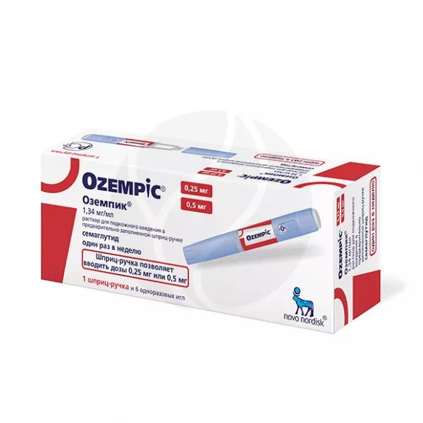 Оземпик р-р д/п/к введ. 1,34мг/мл 0,25/0,5мг/доза 1,5мл №1 шприц-ручка +иглы НовоФайн №6 в компл.