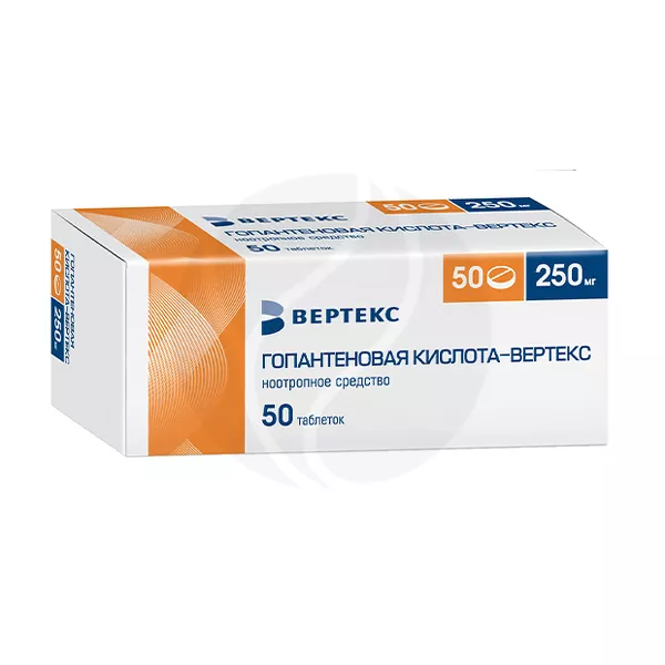 Изображение товара Гопантеновая кислота Вертекс таблетки 250 мг 50 шт для поддержки нервной системы