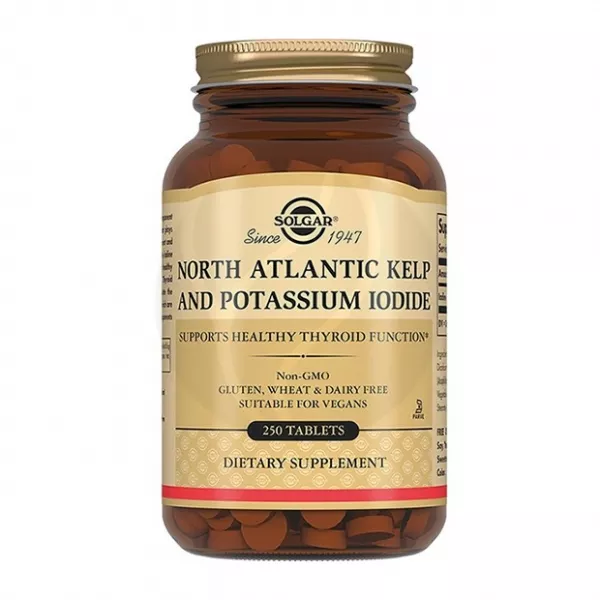 Изображение товара Solgar Йод из бурых водорослей и йодида калия таблетки 200мкг №250 для здоровья щитовидной железы