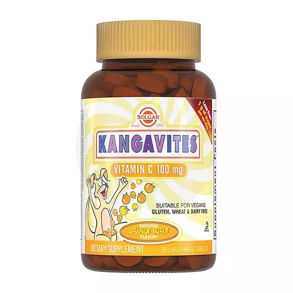 Изображение товара Solgar Кангавитес с витамином С таблетки жевательные со вкусом апельсина 100мг, №90 Изображение товара Solgar Кангавитес с витамином С таблетки жевательные со вкусом апельсина 100мг, №90
