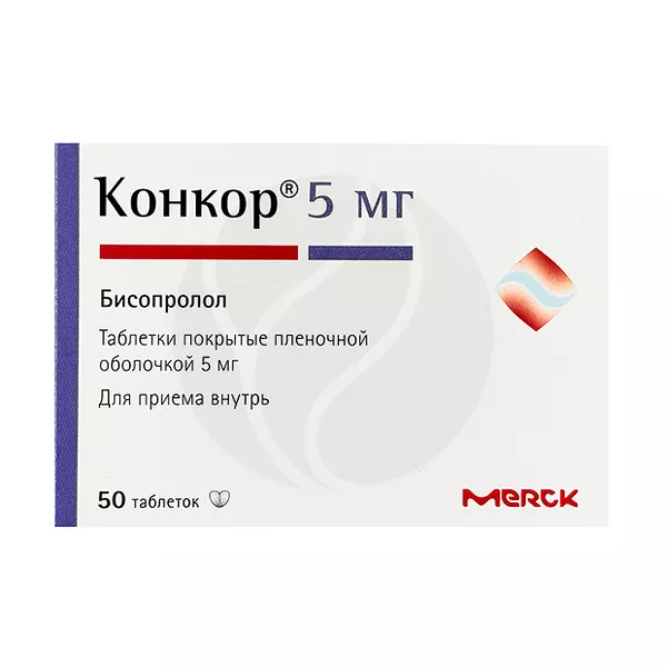 Изображение товара Конкор таблетки 5мг покрытые пленочной оболочкой 50 штук для лечения гипертонии Изображение товара Конкор таблетки 5мг покрытые пленочной оболочкой 50 штук для лечения гипертонии