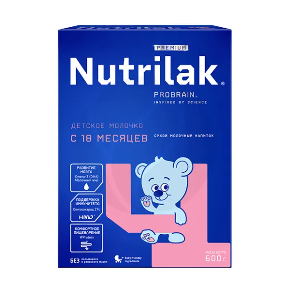 Изображение товара Сухой молочный напиток Nutrilak Premium 4 для детей 18+ мес с DHA и пребиотиком 2'FL