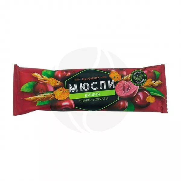Изображение товара Батончик мюсли Вишня с витамином С 25г полезный перекус для здоровья