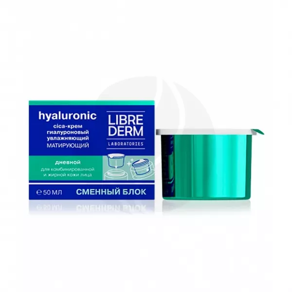 Librederm Hyaluronic Увлажняющий матирующий дневной Cica-крем для лица (сменный блок), 50мл