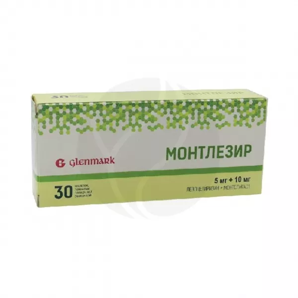 Изображение товара Монтлезир таблетки покрытые 10мг+5мг, №30, Индия