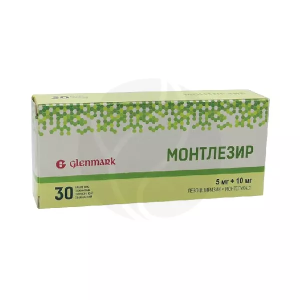 Изображение товара Монтлезир таблетки покрыт. п/о 10мг+5мг, №30 Изображение товара Монтлезир таблетки покрыт. п/о 10мг+5мг, №30