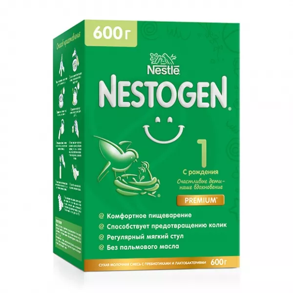 Изображение товара Nestle Nestogen 1 сухая молочная смесь (0+), 600г Изображение товара Nestle Nestogen 1 сухая молочная смесь (0+), 600г