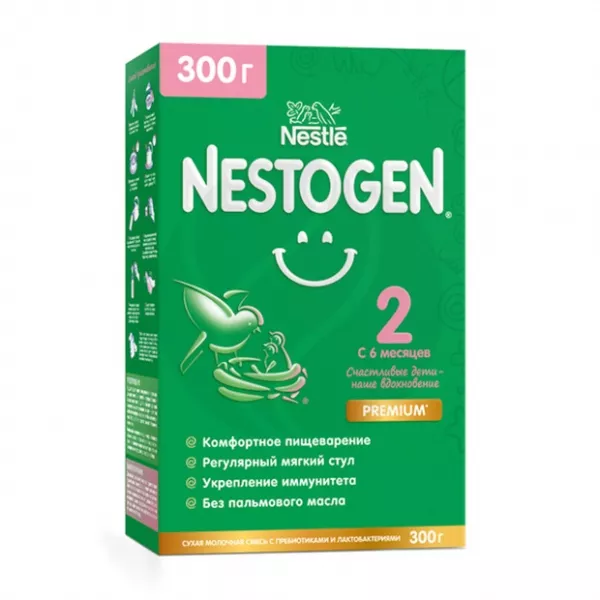 Изображение товара Nestle Nestogen 2 сухая молочная смесь (6+мес), 300г Изображение товара Nestle Nestogen 2 сухая молочная смесь (6+мес), 300г