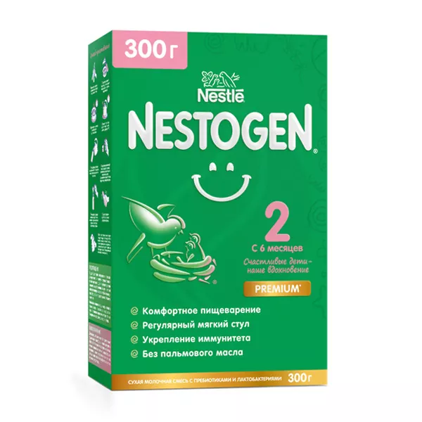 Изображение товара Nestle Nestogen 2 сухая молочная смесь (6+мес), 300г Изображение товара Nestle Nestogen 2 сухая молочная смесь (6+мес), 300г