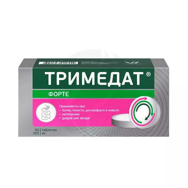 Изображение товара Тримедат Форте таблетки с пролонгированным высвобождением 300мг, №60 Изображение товара Тримедат Форте таблетки с пролонгированным высвобождением 300мг, №60