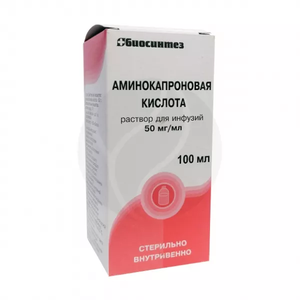 Аминокапроновая кислотараствор д/инфузий 5%, 100мл, Биосинтез
