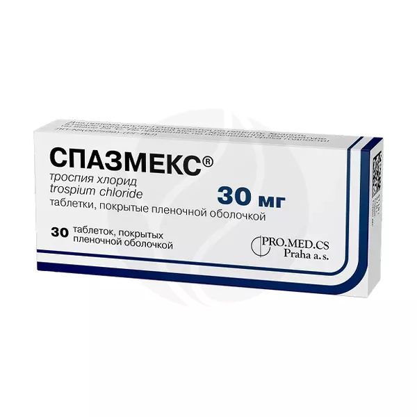 Изображение товара Спазмекс таблетки покрыт. п/о 30мг, №30 Изображение товара Спазмекс таблетки покрыт. п/о 30мг, №30