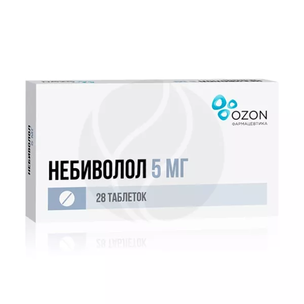Изображение товара Небиволол таблетки 5мг 28 шт для лечения гипертензии и сердечно-сосудистых заболеваний