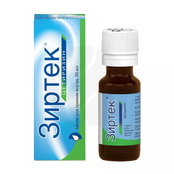 Изображение товара Зиртек капли 10мг/мл 20мл для противоаллергического лечения Изображение товара Зиртек капли 10мг/мл 20мл для противоаллергического лечения