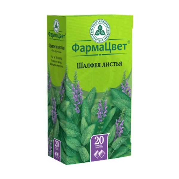 Изображение товара Листья шалфея 1,5г, 20 пакетиков для полоскания, растительное лекарственное сырье