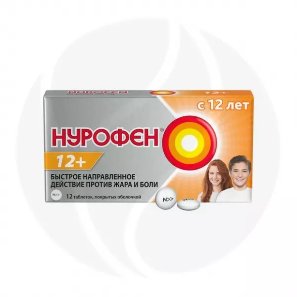 Изображение товара Нурофен 12+ таблетки п/о 200мг, №12 Изображение товара Нурофен 12+ таблетки п/о 200мг, №12