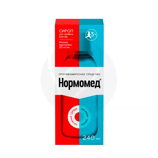 Изображение товара Сироп Нормомед 50 мг/мл Abc Farmaceutici Инозин пранобекс (50 мг/мл) 120-240 мл Изображение товара Сироп Нормомед 50 мг/мл Abc Farmaceutici Инозин пранобекс (50 мг/мл) 120-240 мл