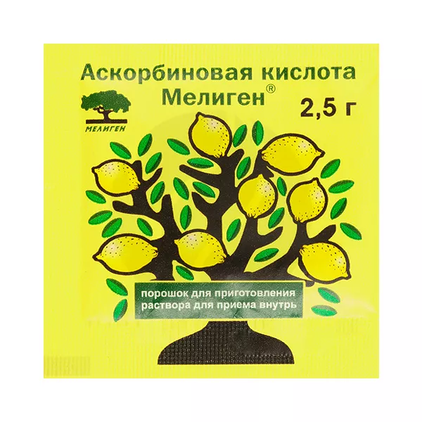 Изображение товара Аскорбиновая кислота порошок д/пригот. р-ра д/приема внутрь 2,5г, №1 Изображение товара Аскорбиновая кислота порошок д/пригот. р-ра д/приема внутрь 2,5г, №1