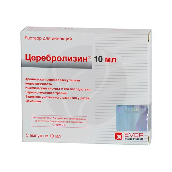 Изображение товара Лекарственный раствор Церебролизин Ever Pharma Jena GMBH 2152 мг/мл - инъекции Изображение товара Лекарственный раствор Церебролизин Ever Pharma Jena GMBH 2152 мг/мл - инъекции