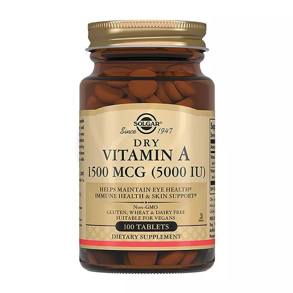 Изображение товара Solgar Сухой витамин А капсулы 1500мкг(5000 МЕ), №100 Изображение товара Solgar Сухой витамин А капсулы 1500мкг(5000 МЕ), №100
