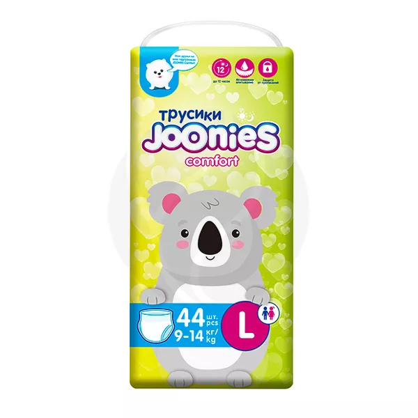 Изображение товара Joonies Comfort подгузники-трусики р. L 44 шт - мягкие и впитывающие для детей 9-14 кг Изображение товара Joonies Comfort подгузники-трусики р. L 44 шт - мягкие и впитывающие для детей 9-14 кг