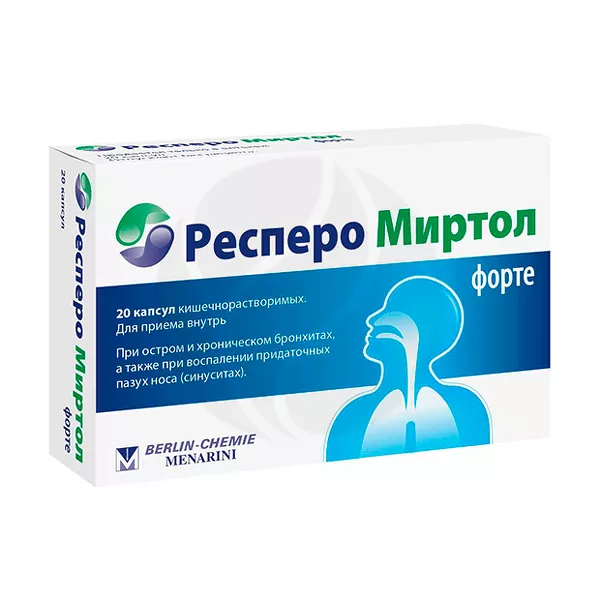Изображение товара Респеро Миртол форте капсулы кишечнораст. 300мг, №20 Изображение товара Респеро Миртол форте капсулы кишечнораст. 300мг, №20