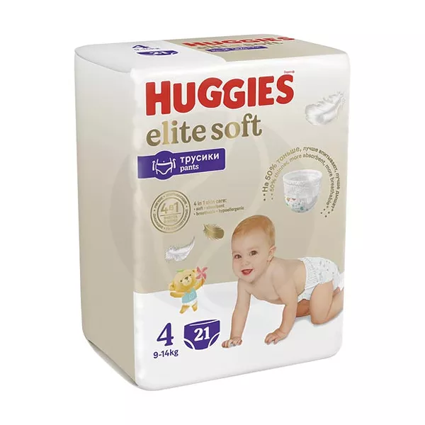 Изображение товара Подгузники-трусики Huggies Elite Soft 4, 21 шт, для детей 9-14 кг Изображение товара Подгузники-трусики Huggies Elite Soft 4, 21 шт, для детей 9-14 кг
