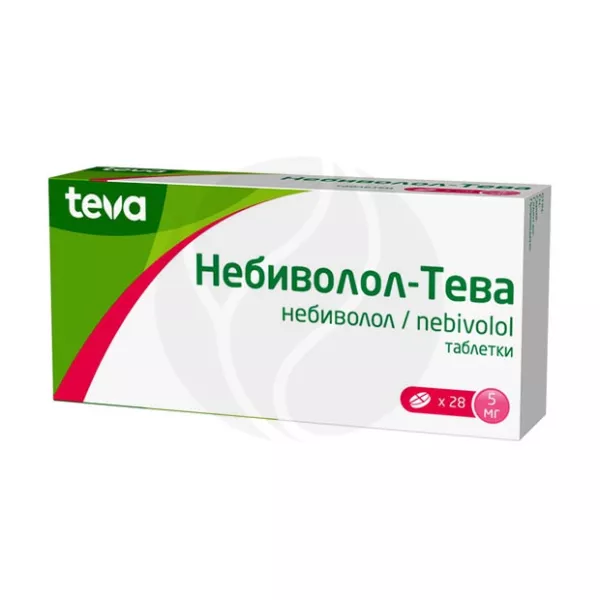 Изображение товара Небиволол-Тева 5мг таблетки №28 для лечения гипертонии и сердечно-сосудистых заболеваний Изображение товара Небиволол-Тева 5мг таблетки №28 для лечения гипертонии и сердечно-сосудистых заболеваний