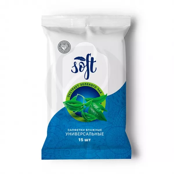 Изображение товара Green touch / Soft салфетки влажные универсальные с экстрактом зеленого чая, 15шт Изображение товара Green touch / Soft салфетки влажные универсальные с экстрактом зеленого чая, 15шт