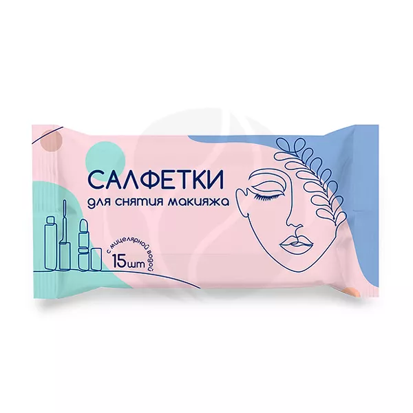 Изображение товара Влажные салфетки с мицеллярной водой для снятия водостойкого макияжа, 15шт Изображение товара Влажные салфетки с мицеллярной водой для снятия водостойкого макияжа, 15шт