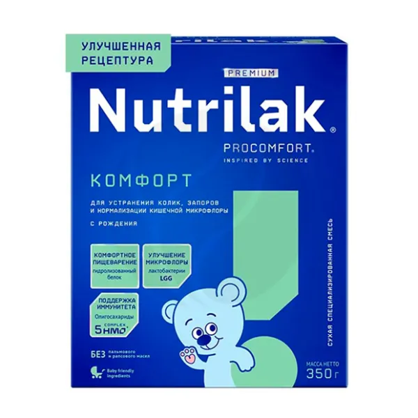 Изображение товара Nutrilak Premium Комфорт специализированная молочная смесь (0-12мес), 350г Изображение товара Nutrilak Premium Комфорт специализированная молочная смесь (0-12мес), 350г