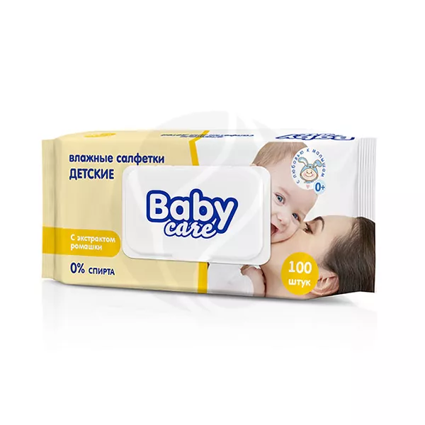 Изображение товара Baby Care Влажные салфетки детские, 100шт Изображение товара Baby Care Влажные салфетки детские, 100шт