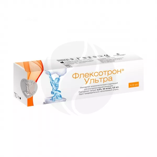 Изображение товара Флексотрон Ультра имплантат для внутрисуставных инъекций 25 мг/мл, 4,8 мл, Германия