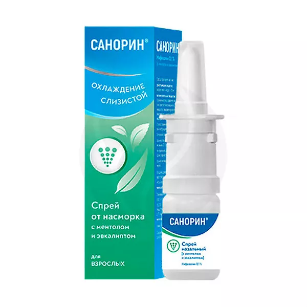 Изображение товара Санорин спрей назальный с ментолом и эвкалиптом 0,1% 10мл Изображение товара Санорин спрей назальный с ментолом и эвкалиптом 0,1% 10мл