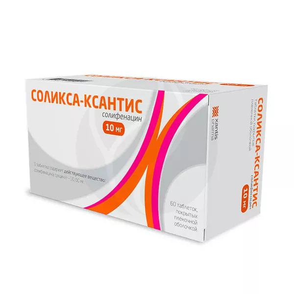 Изображение товара Таблетки Соликса-Ксантис 10мг, 60 шт, улучшение контроля мочеиспускания Изображение товара Таблетки Соликса-Ксантис 10мг, 60 шт, улучшение контроля мочеиспускания