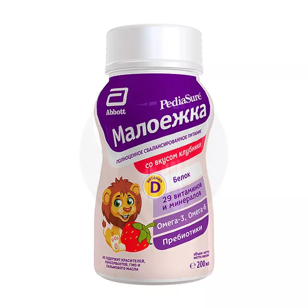 Изображение товара PediaSure Малоежка жидкая смесь со вкусом клубники (12+мес), 200мл Изображение товара PediaSure Малоежка жидкая смесь со вкусом клубники (12+мес), 200мл