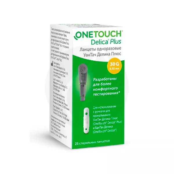 Изображение товара Ланцеты для прокалывания OneTouch Delica Plus, 25 штук, стерильные Изображение товара Ланцеты для прокалывания OneTouch Delica Plus, 25 штук, стерильные