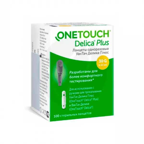 Изображение товара Ланцеты OneTouch Delica Plus – 100 штук для безболезненного тестирования