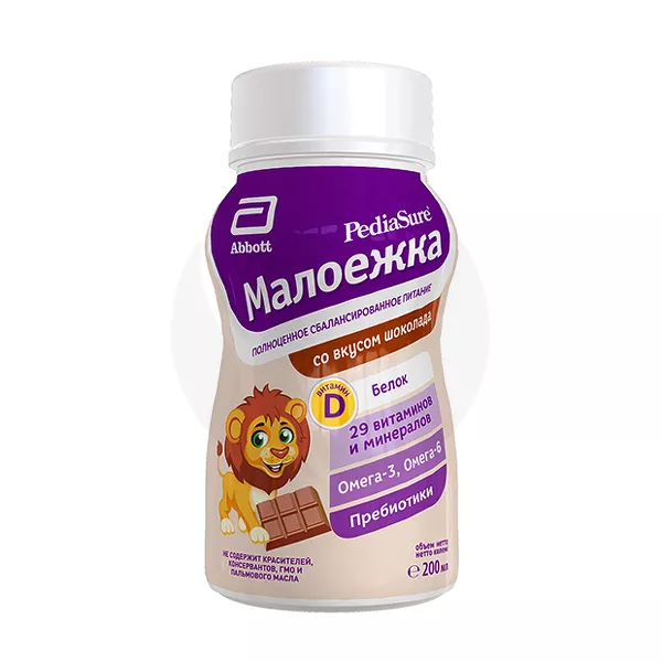 Изображение товара PediaSure Малоежка жидкая смесь со вкусом шоколада (12+мес), 200мл Изображение товара PediaSure Малоежка жидкая смесь со вкусом шоколада (12+мес), 200мл