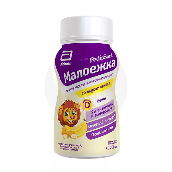 Изображение товара PediaSure Малоежка жидкая смесь со вкусом банана (12+мес), 200мл Изображение товара PediaSure Малоежка жидкая смесь со вкусом банана (12+мес), 200мл